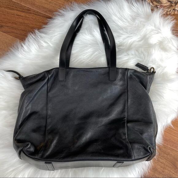 Sundance | Pandora Black Leather Bag Satchel Purse Handbag Made In Italy Tote - Picture 8 of 12